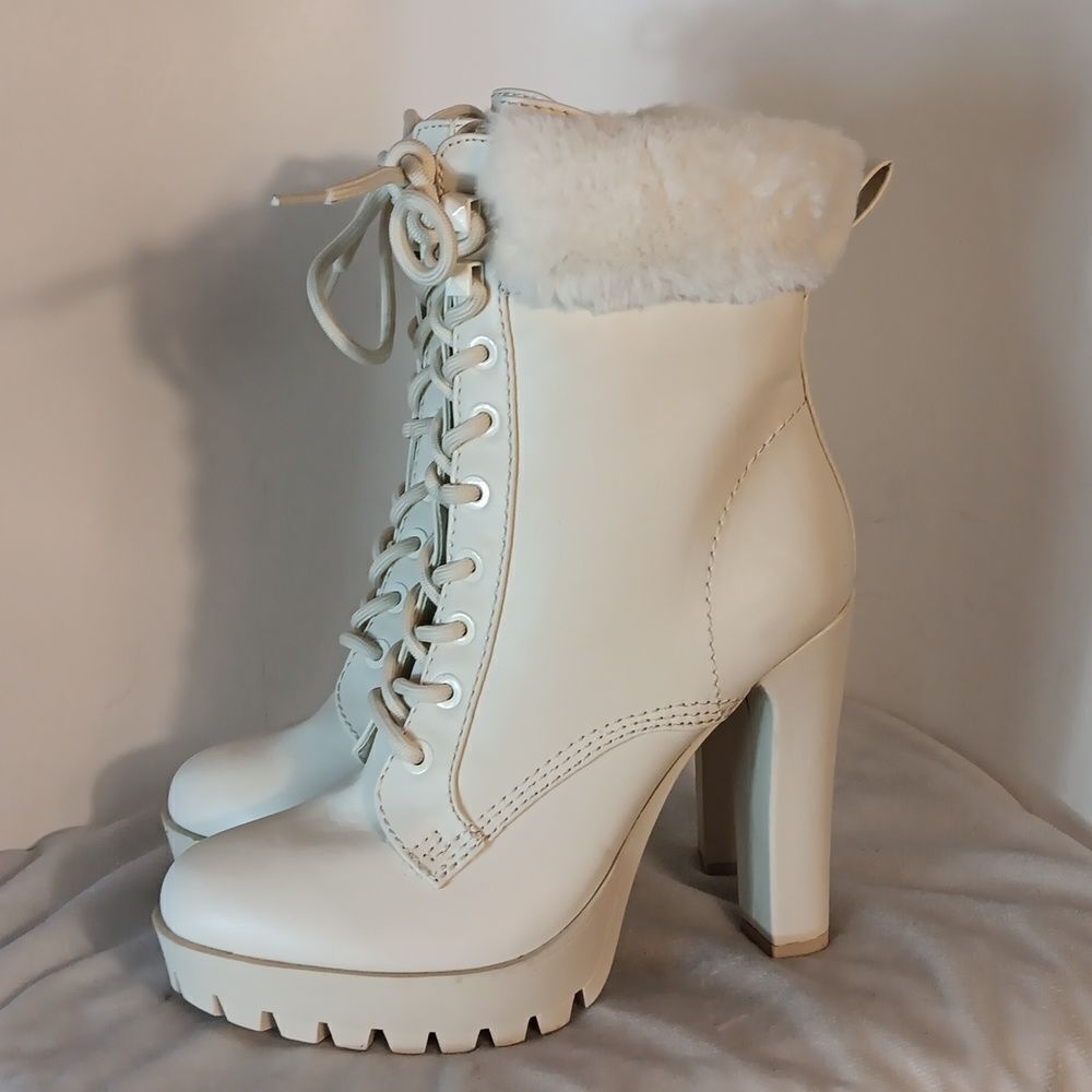 Guess "Tetian" White Heeled Boots